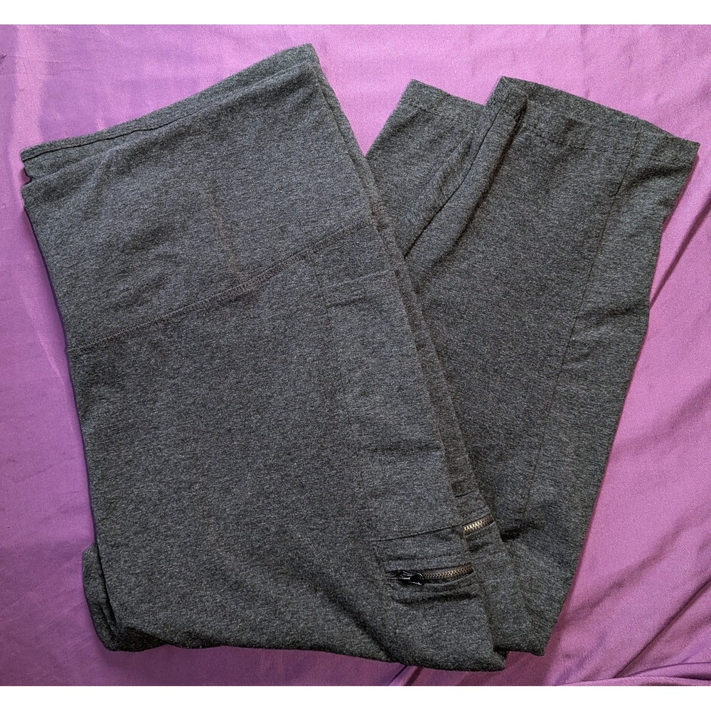 French Laundry Leggings 3X zipper pockets Gray Cotton Stretch Hight Waist Tapper